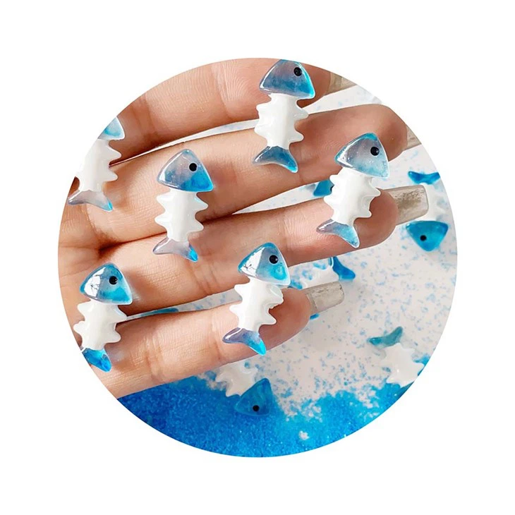 Blue Fish Bone Figurines